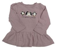 Fialová šatová tunika s tučňáky Topomini