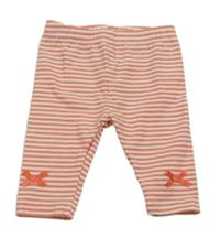 Růžovo-bílé pruhované legíny s mašličkami Topomini