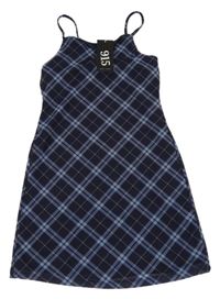 Nové - tmavomodré kárované tylové šaty New Look