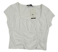 Nové - Biele crop tričko New Look