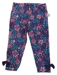 Fialovo-farebné capri legíny s kvetinami Blue Seven