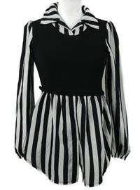 Dámska čierno-biela pruhovaná blúzková á tunika s vestou Shein