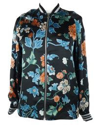 Dámská černá saténová květovaná bunda H&M