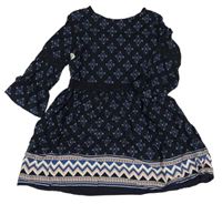 Tmavomodré vzorované šaty H&M