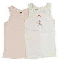 2x košilka - bílá s Eiffelovkou + světlerůžová 