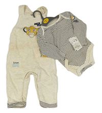 2set - Béžové laclové tepláky + pruhované body - Lví král Disney
