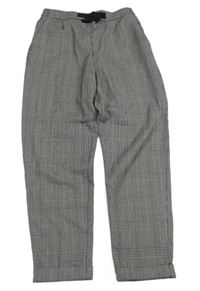 Bílo-černé vzorovano/kostkované kalhoty H&M