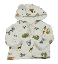 Biela prešívaná prepínaci mikina so zvířaty s Mickeym a kapucňou Primark