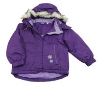 Fialová šusťáková zimní bunda s kapucí Lupilu