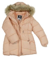 Světlerůžový šusťákový zimní kabát s kapucí C&A