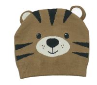Hnědá čepice s ušima - tygr