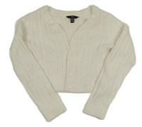 Bílý chlupatý propínací crop svetr New Look