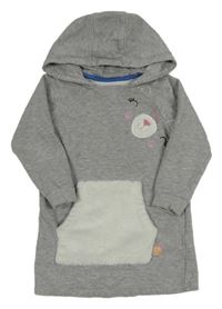 Šedé teplákové šaty s medvídkem a kapucí Nutmeg