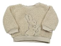 Béžová huňatá mikina so zajícem