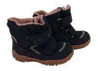 Tmavomodro-starorůžové semišovo/textilní kotníčkové zimní boty superfit vel. 23