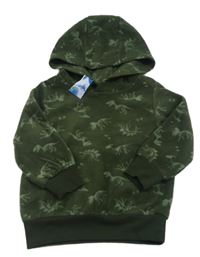 Nové - Khaki fleecová mikina s dinosaury a kapucí Kiki&Koko