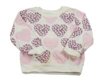 Bielo-ružová srdiečkovaná mikina Shein