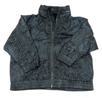 Tmavošedá vzorovaná šusťáková jarní bunda s ukrývací kapucí Pumpkin patch