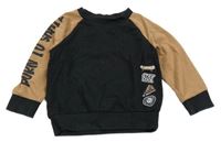 Čierno-hnedá mikina s nápismi a výšivkami F&F