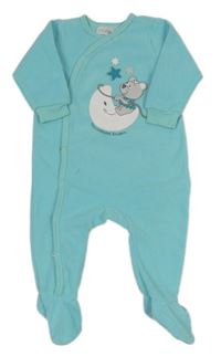 Světlemodrý fleecový overal s medvídkem Ergee