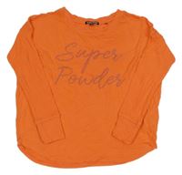 Oranžové oversize tričko s nápisom