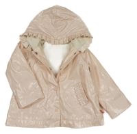 Světlerůžová třpytivá nepromokavá jarní  bunda s kanýry a kapucí Billieblush