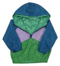 Petrolejovo-lila-zelená šusťáková jarní bunda s kapucí Shein