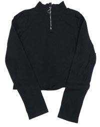 Černé crop triko se stojáčkem New Look