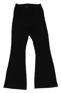 Černé žebrované flare kalhoty Zara