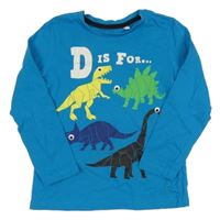 Modré triko s dinosaury C&A