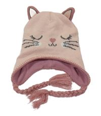 Světlerůžová čepice s třásněmi - kočka Kiki&Koko