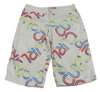 Biele šušťákové kraťasy s logy Rip Curl