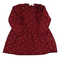 Vínové bodkované svetrové šaty s volánikmi H&M