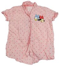 Světlerůžový puntíkovaný pyžamový kabátek s Minnie a Daisy