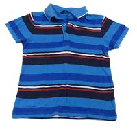 Modro-tmavomodro-biele pruhované polo tričko George