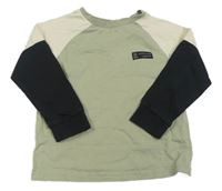 Khaki-černo-béžové triko s nášivkou George 