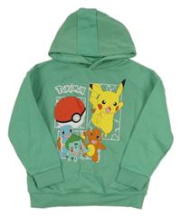 Zelená mikina s Pokémony a kapucí 
