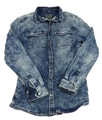 Tmavomodrá plísňová košile riflového vzhledu