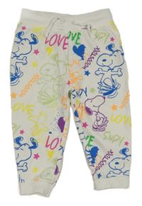 Bílé tepláky se Snoopym a nápisy 