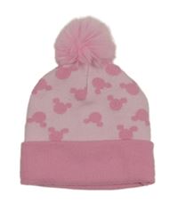 Svetloružová pletená čapica s Mickeym a brmbolcom Disney
