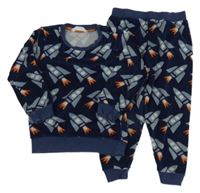 Tmavomodré plyšové pyžamo s raketami M&S