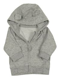 Šedá melírovaná propínací mikina s kapucí George