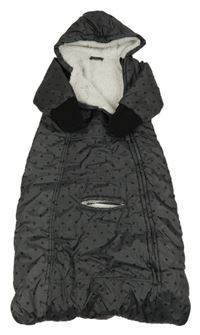 Tmavošedý vzorovaný šusťákový fusak do autosedačky s kapucí 