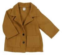 Medový flaušový kabát Shein