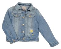 Světlemodrá riflová crop bunda s květem C&A