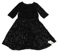 Nové - Černé sametové šaty s flitry St. Bernard
