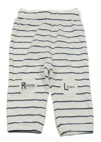 Bielo-tmavomodré pruhované tepláky s nápisom Topomini