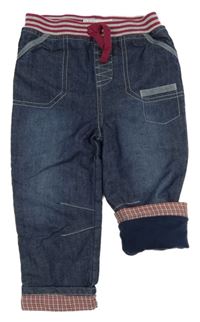 Tmavomodré podšité rifle s pruhovaným pasom M&Co.