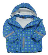 Modrá nepromokavá vzorovaná bunda so vzorom a odopínacíá kapucňou zn.