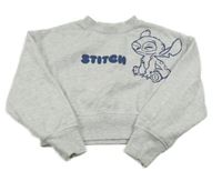Sivá melírovaná crop mikina so Stitchem Primark
